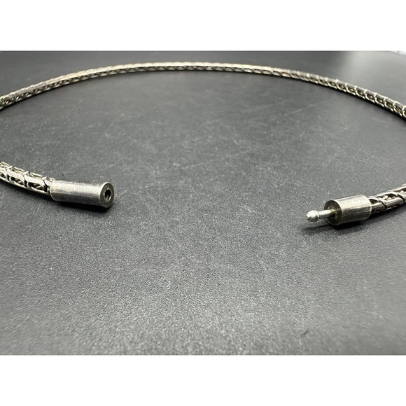 Vtge 16” Textured Ethnic Link Chain Abstract Bar Design Choker Necklace 925 34Gs - Picture 7 of 8